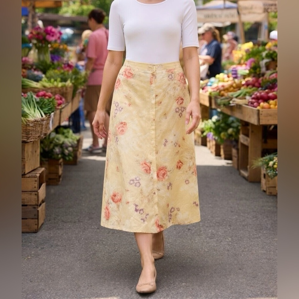 Vintage Ralph Lauren 100% Linen Midi Skirt